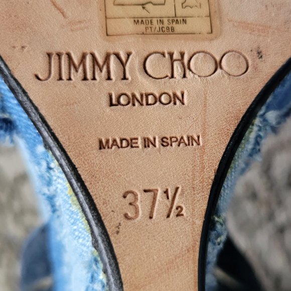 Jimmy Choo Denim Wedge Sandal Shoes-37.5 (Approx. 7) - Picture 11 of 13